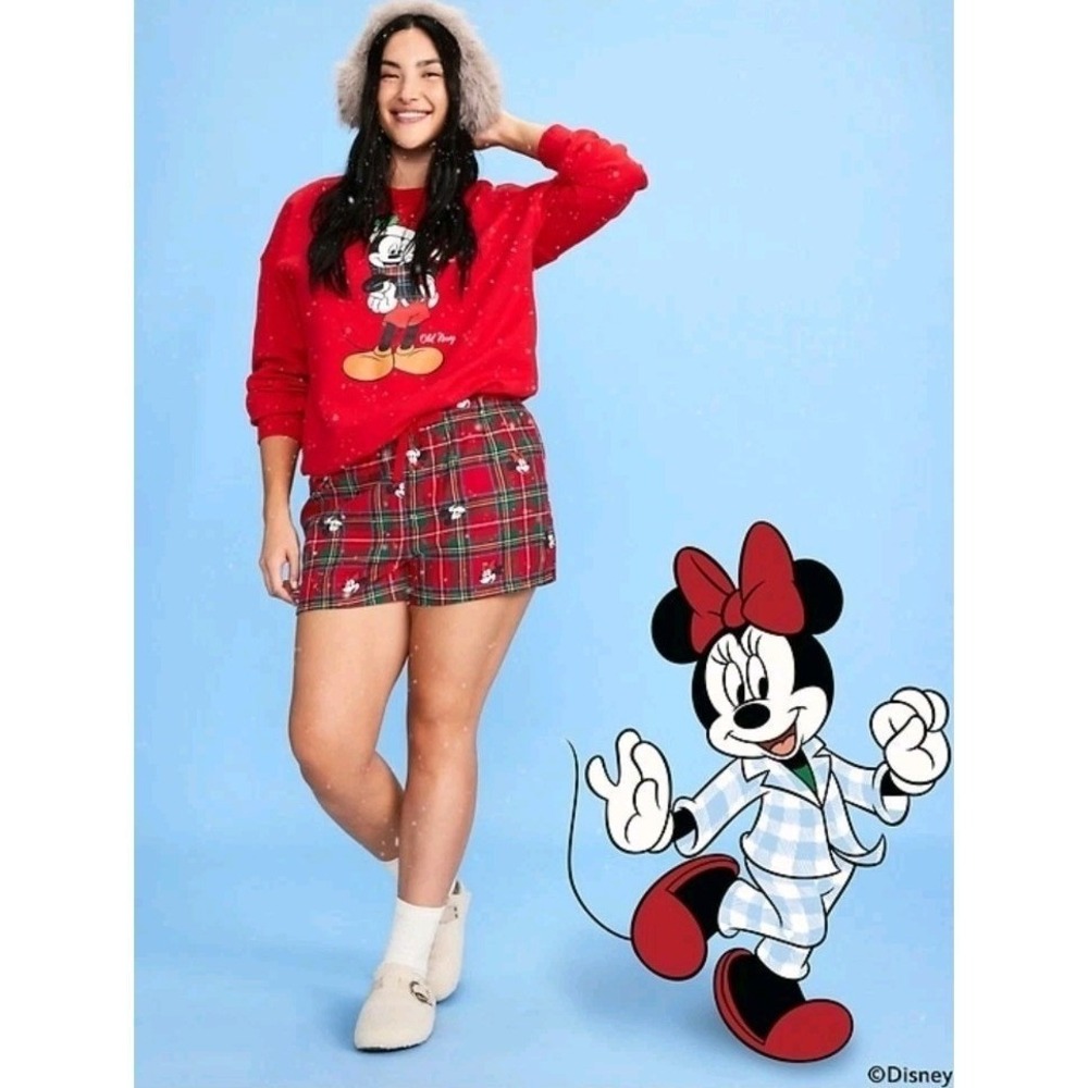 Old Navy Disney Minnie Mouse Plaid Pajama Shorts Women XS NWT